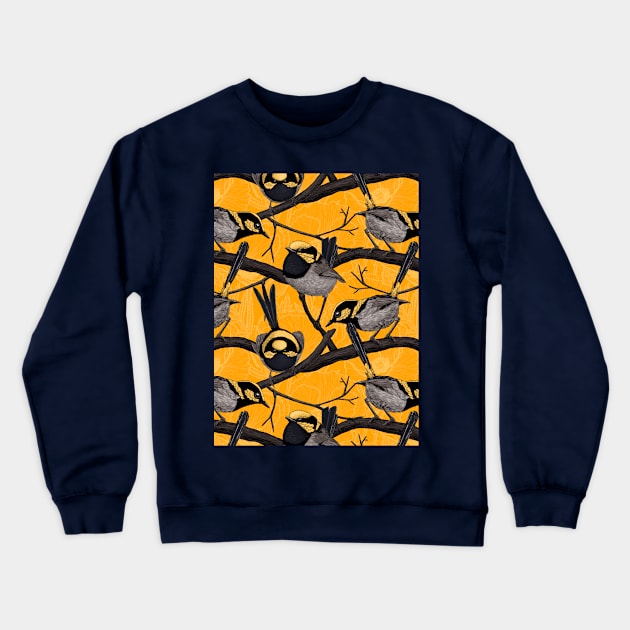 Fairy wrens in yellow Crewneck Sweatshirt by katerinamk